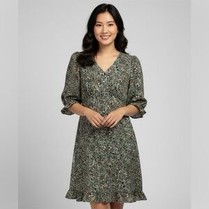 Vero Moda WOMEN’S MULTICOLOR FLORAL RUFFLE MINI DRESS SZ S